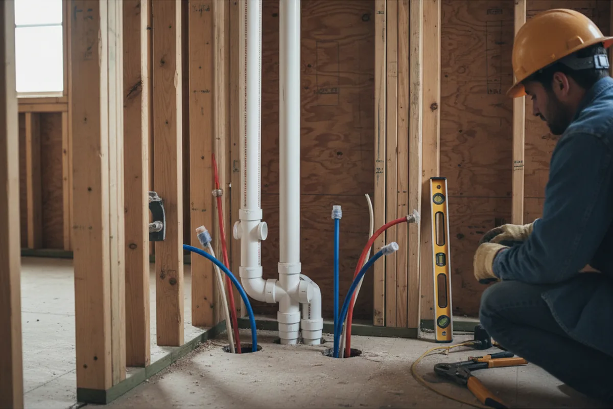 Drain and supply rough-in during Garbage Disposal Repair in Clinton